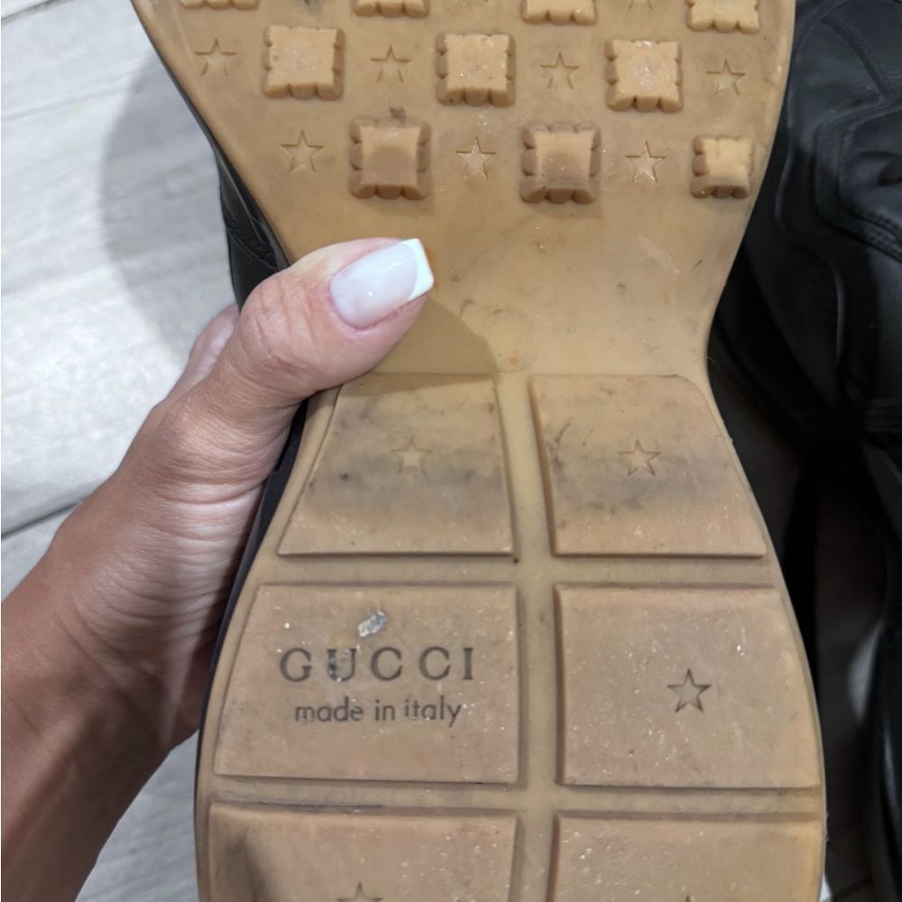 Gucci Rhyton Rainbow Logo Sneakers Black Leather Size 10 – Rare - Picture 5 of 6